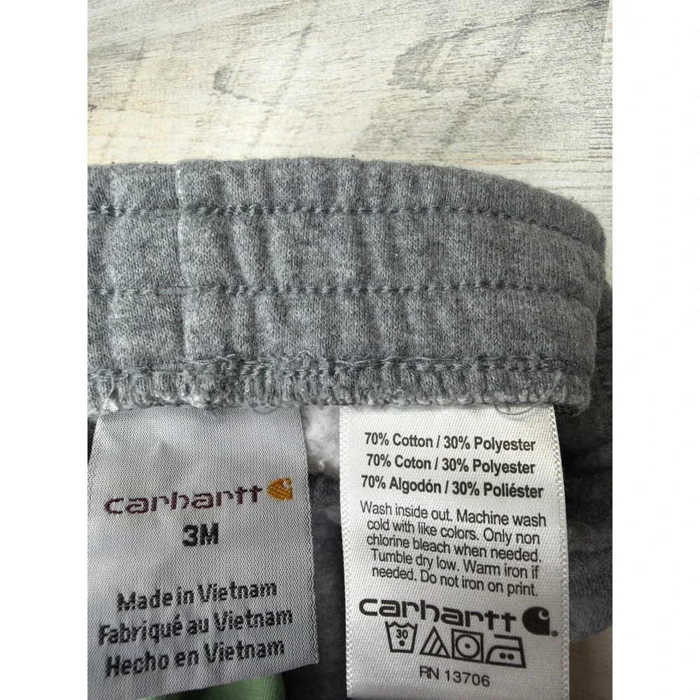 Carhartt Bodysuit Pant Set Boys 3M Green Gray Tractor Workwear Gorpcore EUC